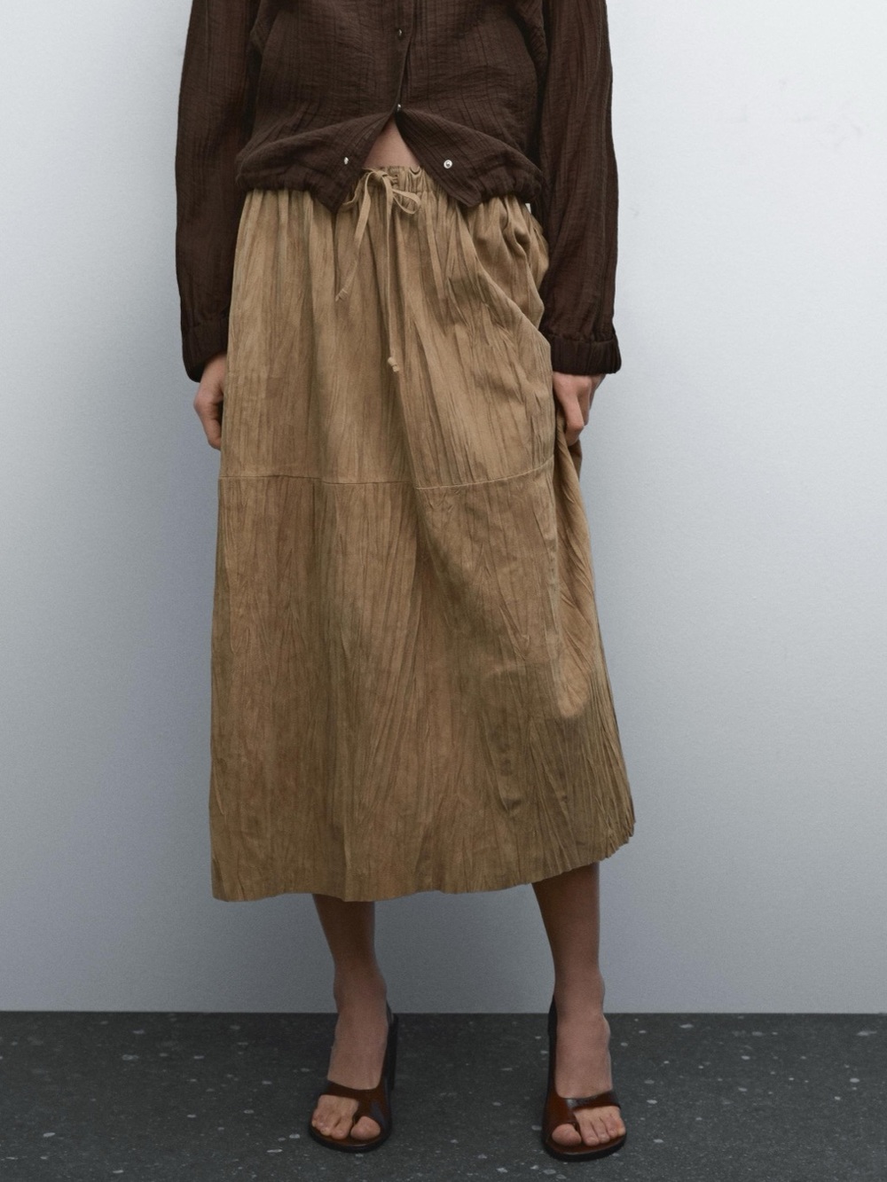 Massimo Dutti Suede Leather Skirt